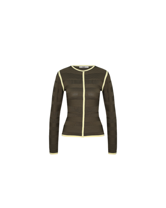 GEMINI LONG SLEEVE KHAKI LEMON STRIPE