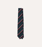 Green and Navy Regimental Stripe Mogador Cotton-Silk Tipped Tie