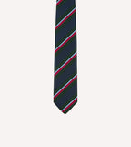 Green and Navy Regimental Stripe Mogador Cotton-Silk Tipped Tie