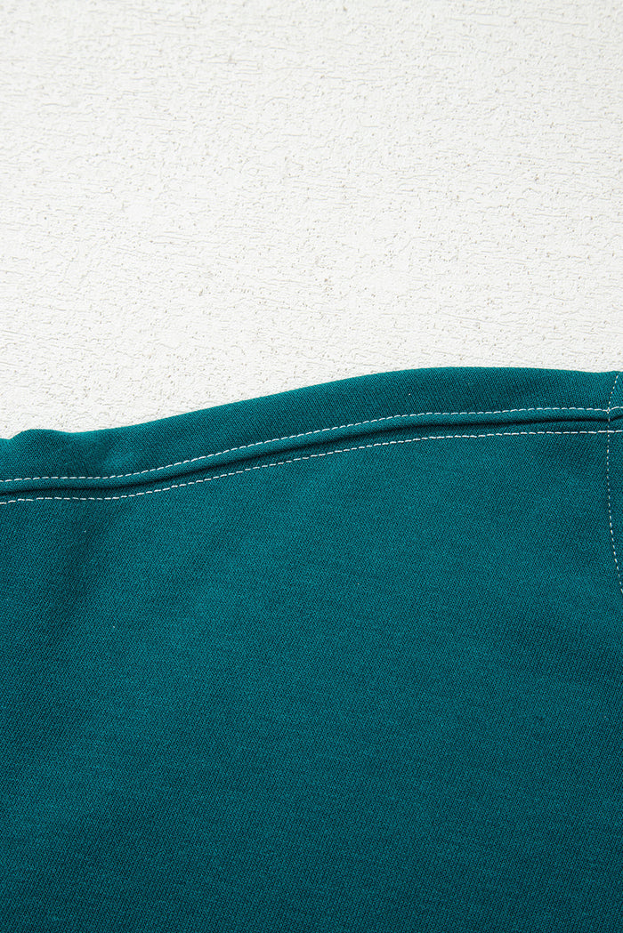 Green Contrast Striped Patchwork Drop Shoulder Sweatshirt - Tops/Sweatshirts & Hoodies