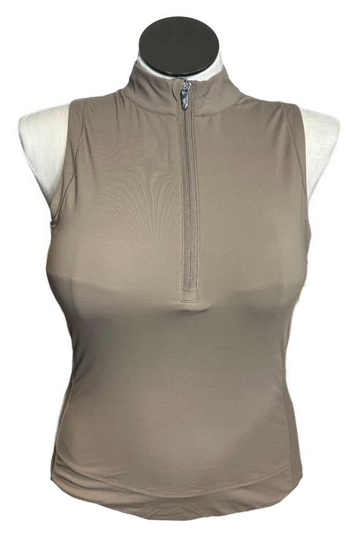 Greyson Light Brown Sleeveless Mock Neck Size L