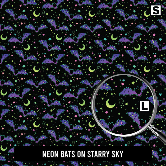 Neon Bats on Starry Sky