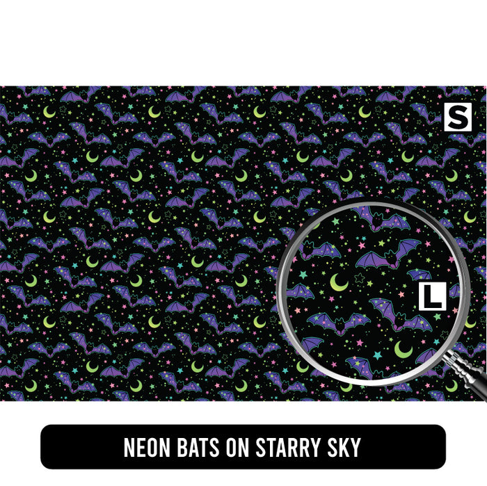 Neon Bats on Starry Sky