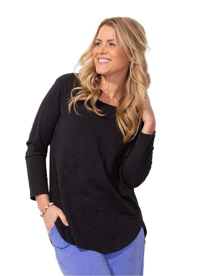 Hi Low Tee, shown in Black, size Small.  100% Cotton Slub.