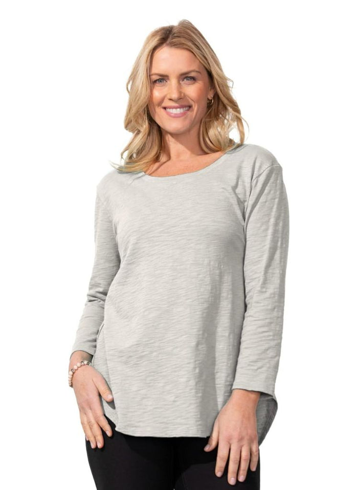 Hi Low Tee, shown in Fog, size Small.  100% Cotton Slub.