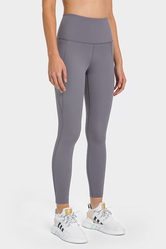 High Waist Ankle-Length Yoga Leggings with Pockets - Madikfashions.com