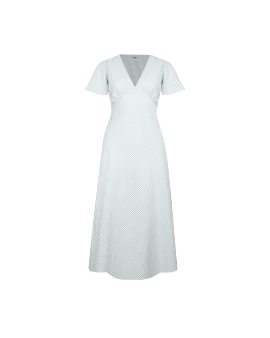 HONEY MIDI DRESS SAGE GINGHAM