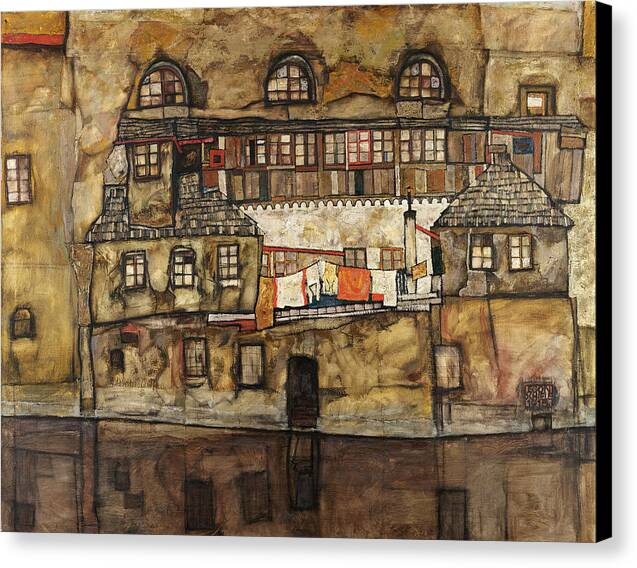 House Wall on the River - Canvas Print