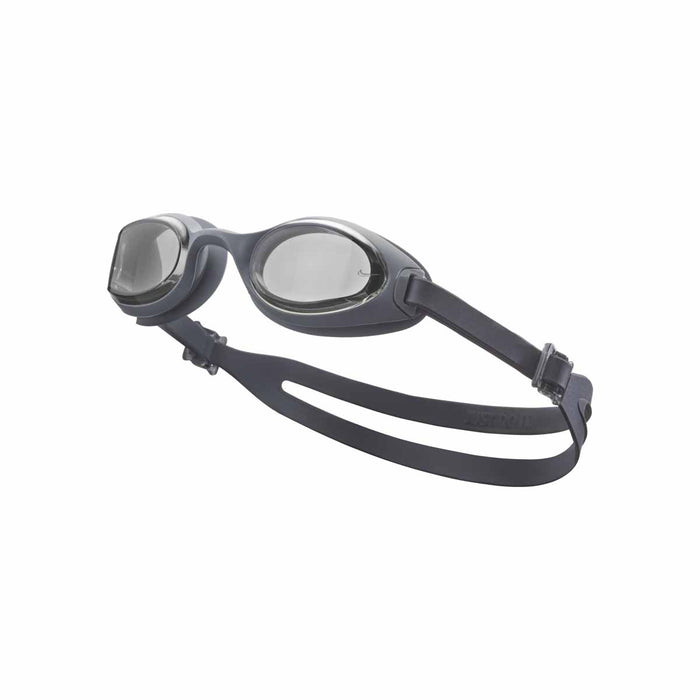 Nike Hyper Flow Youth Goggles in smoke color, featuring a sleek design and comfortable fit for young swimmers.