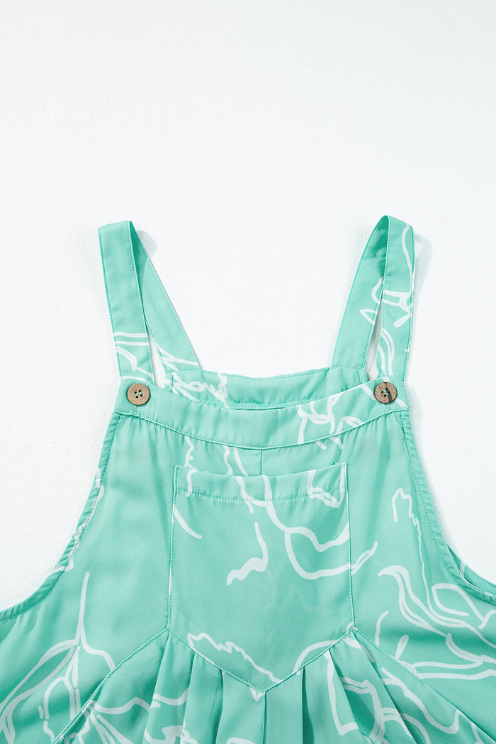 Jade Boho Printed Wide Leg Bib Overalls – Effortless Chic Jumpsuit