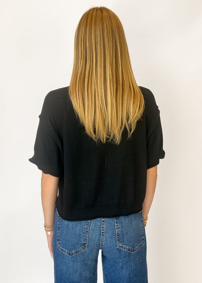 Jenna Short Sleeve Sweater - Black