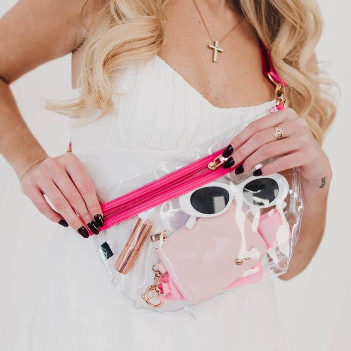 Kehlani Clear Stadium Bum Bag - Trendy Pink Crossbody