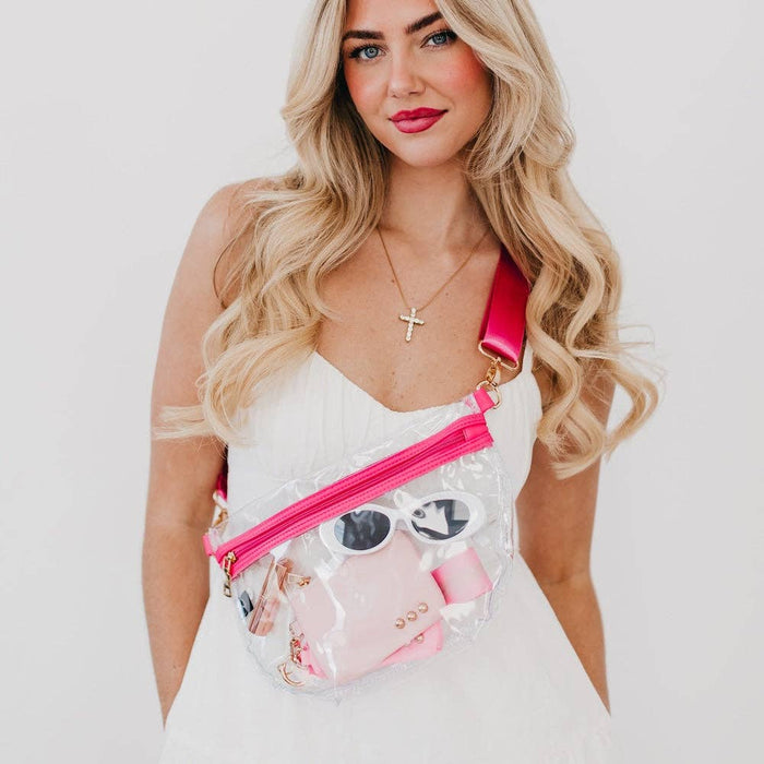 Kehlani Clear Stadium Bum Bag - Trendy Pink Crossbody