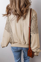 Knit Crochet Exposed Seam Ribbed Trim Sweatshirt - Tops/Sweatshirts & Hoodies