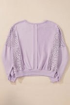 Knit Crochet Exposed Seam Ribbed Trim Sweatshirt - Tops/Sweatshirts & Hoodies