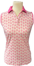 Lady Hagen Magenta Leaf Print Sleeveless Polo Size XS