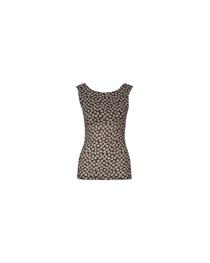 LANE CRINKLE TANK BROWN DAISY