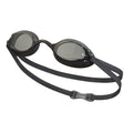 Nike Legacy Goggle in grey with adjustable strap and clear lenses, designed for swimming and water sports.