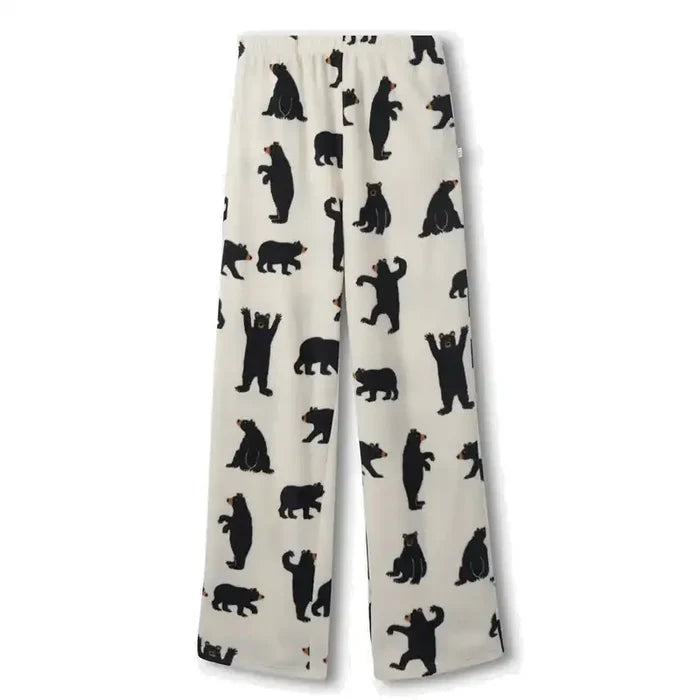 Bear Printed Women's Fuzzy Polar Pants