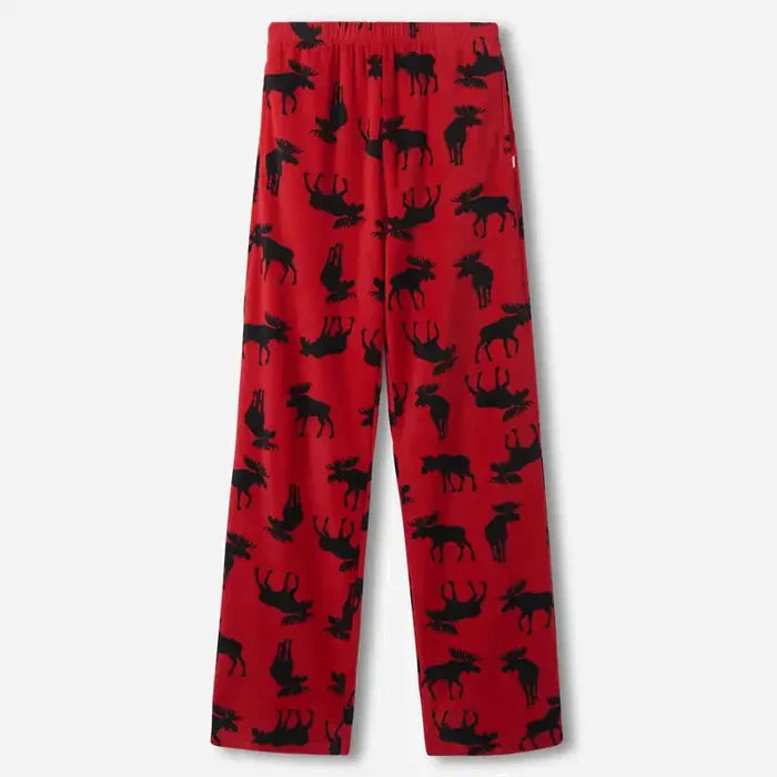 Moose Printed Women's Fuzzy Polar Pants