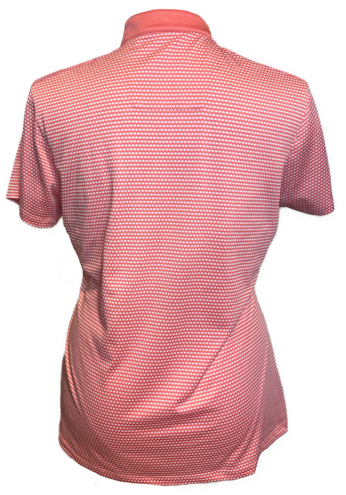 Lopez Women's Coral & White Dot Print Short Sleeve Golf Top Size XL