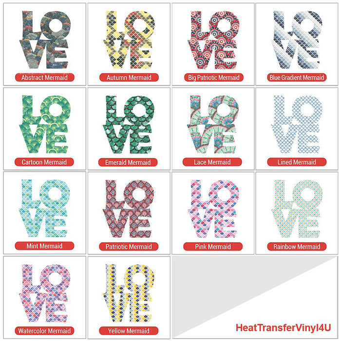 Love Silhouette Theme PAC Glitter HTV - 14 patterns (8")
