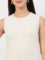 Madame Beige Scallop Hem Cotton Knit Top