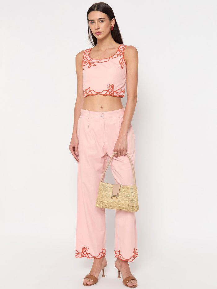 Madame Blush Pink Cotton Puff-Sleeve Top