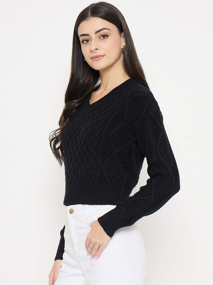 Madame Cable Knit Black Acrylic Sweater