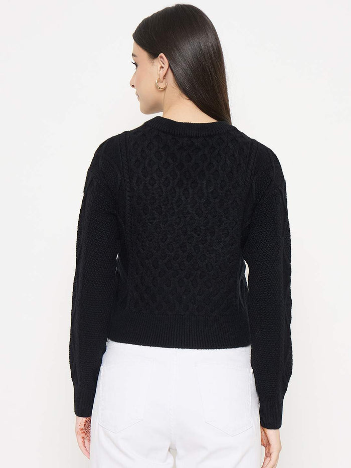 Madame Cable Knit Black Acrylic Sweater
