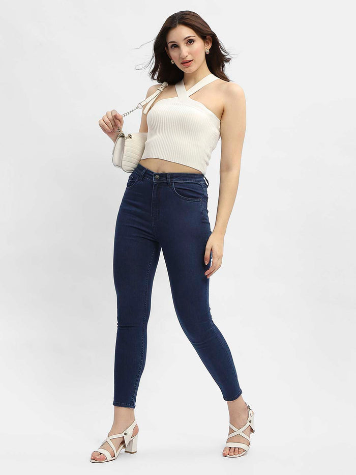 Madame Criss-Cross Halter Neck Off-White Top