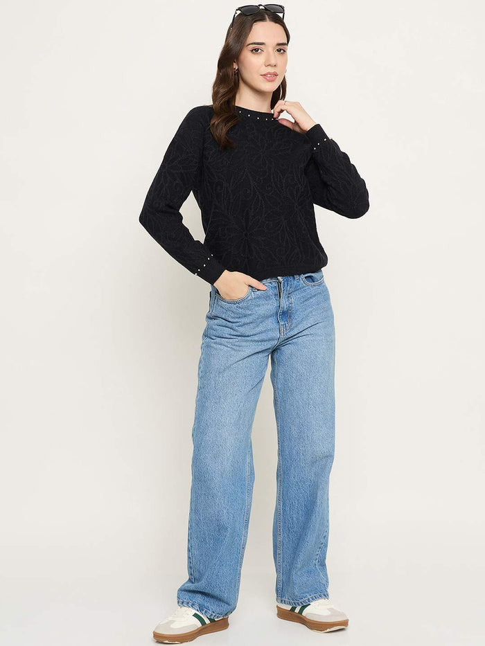 Madame Embellished Black Sweater