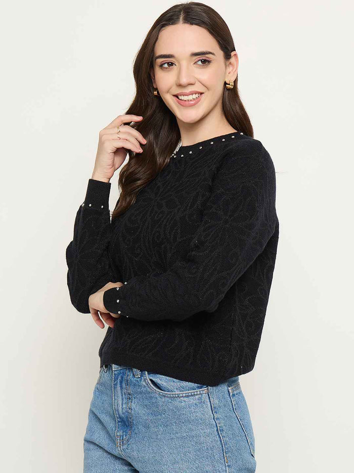 Madame Embellished Black Sweater