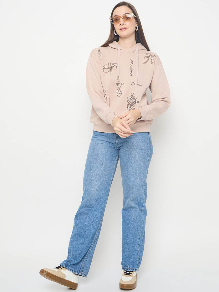 Madame Embroidered Cotton Blend Beige Sweatshirt