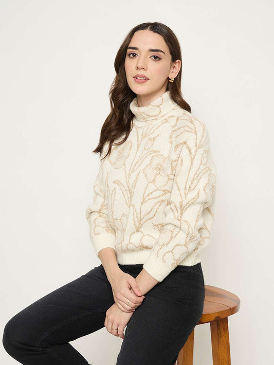 Madame Floral Print Off White Sweater