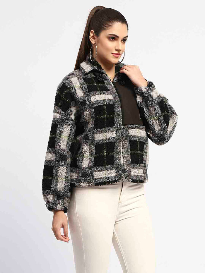 Madame Geometric Print Black Puff Sweatshirt