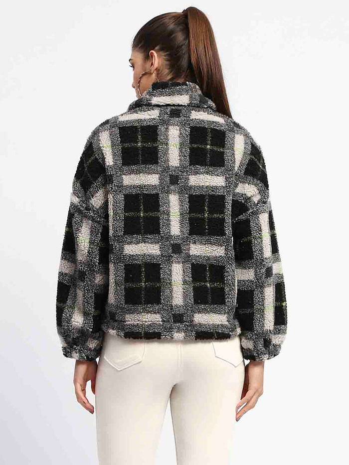 Madame Geometric Print Black Puff Sweatshirt