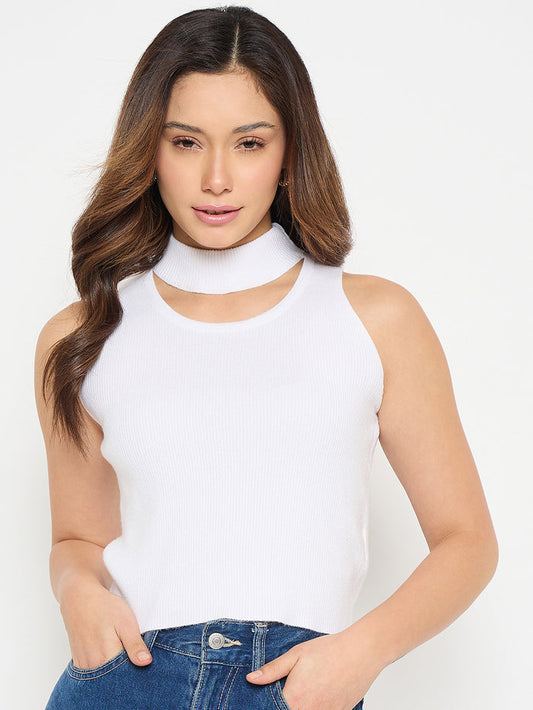 Madame mock Neck Tank Knit crop Top
