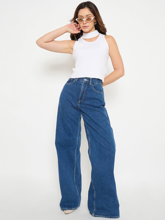 Madame mock Neck Tank Knit crop Top