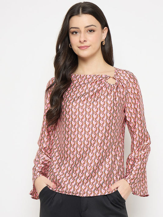 Madame Multi Color Chevron Print Top
