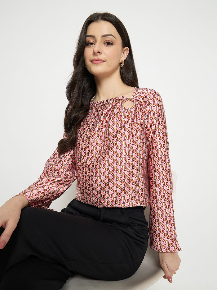 Madame Multi Color Chevron Print Top