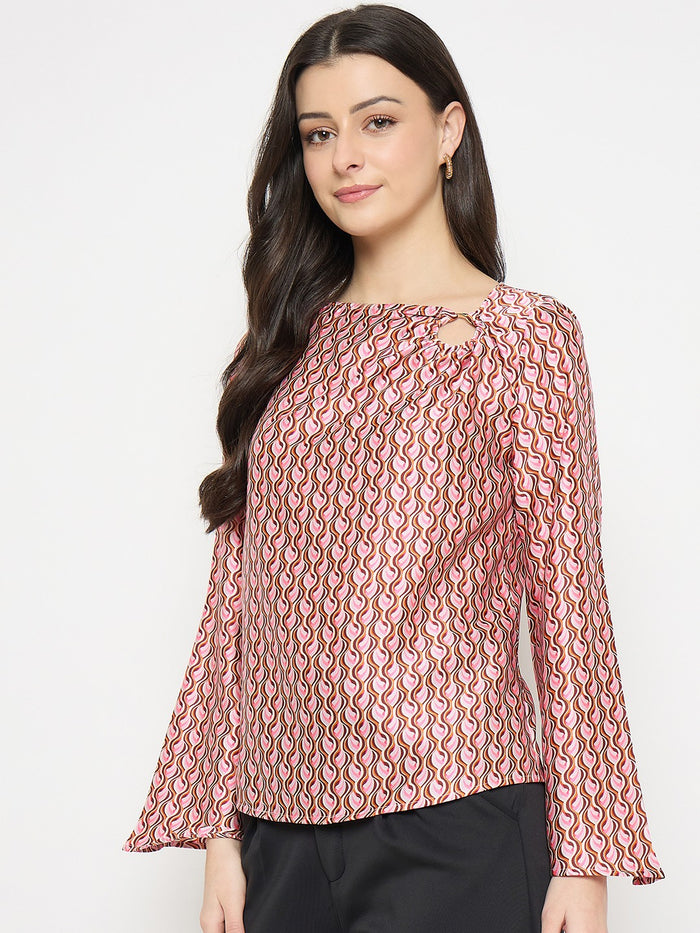 Madame Multi Color Chevron Print Top