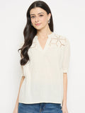 Madame Off White Cotton Schiffli Top