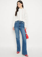 Madame Off White Lace Detailed Cotton Top