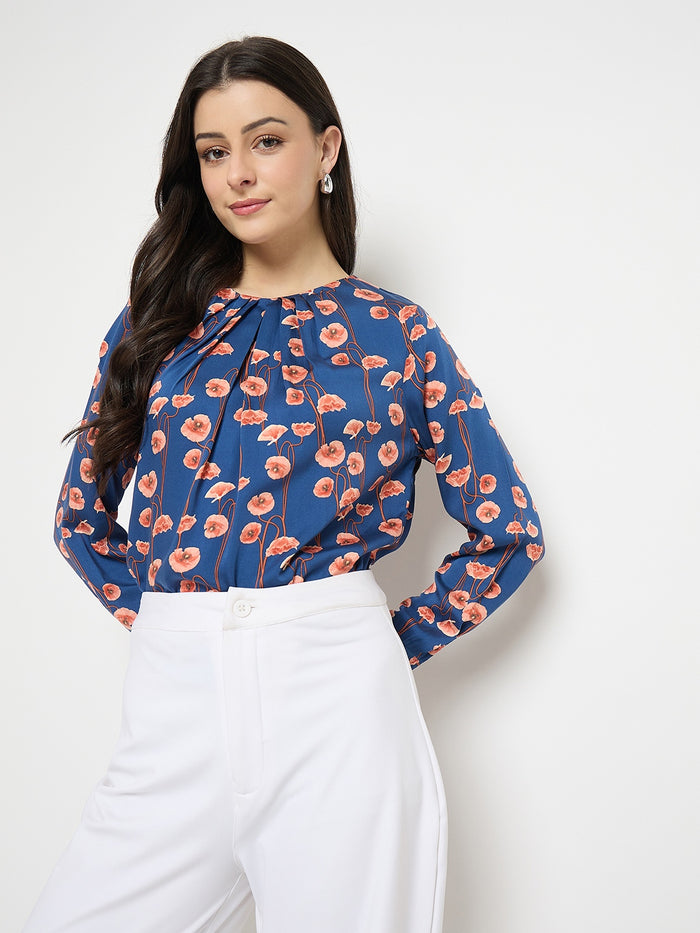 Madame Printed Rayon Gather Top