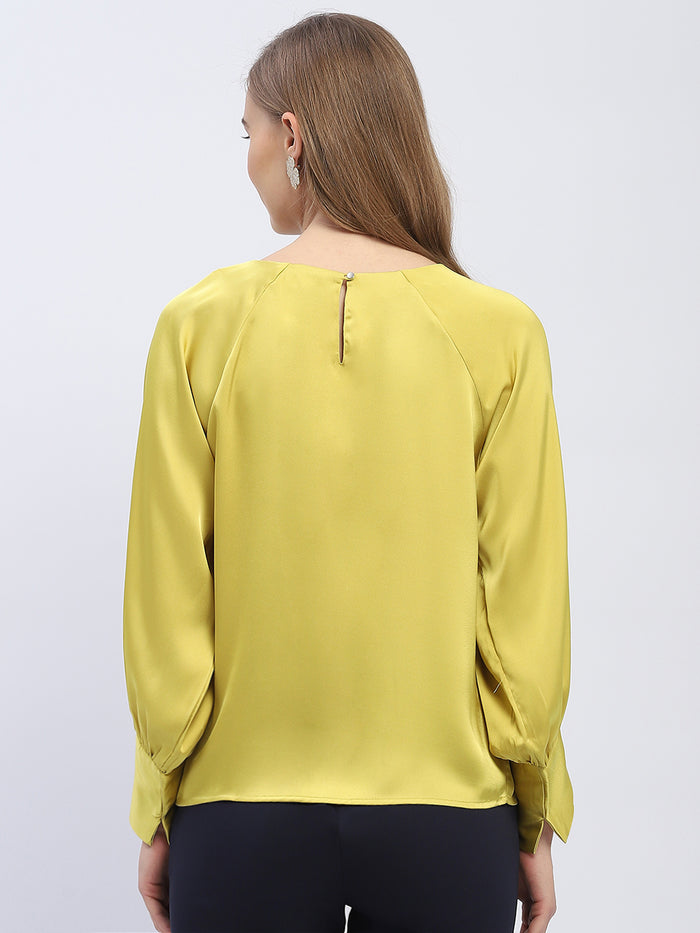 Madame Rhinestone Embellished Lime Green Raglan Style Sleeve Top