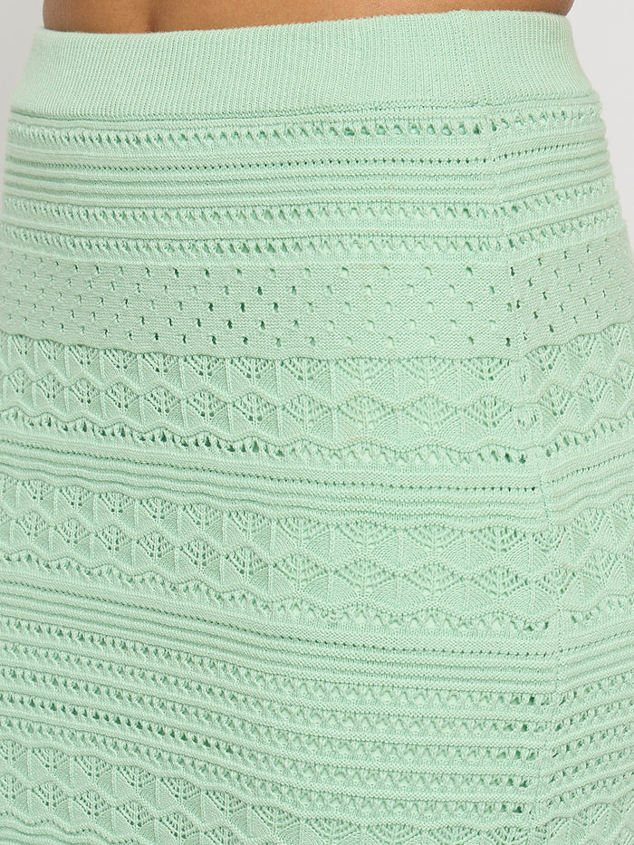 Madame Schiffli Top and Skirt Green Cotton Knit Co-ord Set