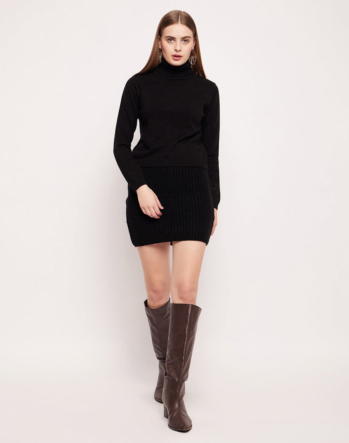 Madame Skirt And Turtleneck With Shrug Black Co-Ord Set