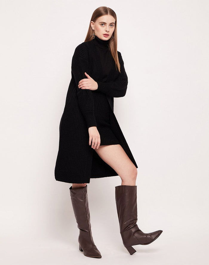 Madame Skirt And Turtleneck With Shrug Black Co-Ord Set