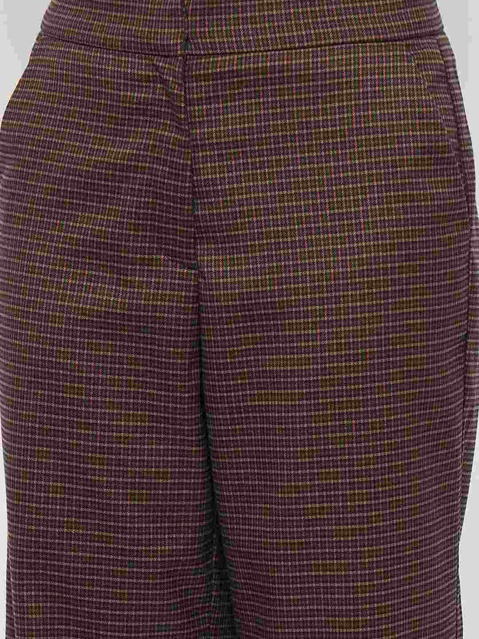 Madame Solid Brown Flared Trousers